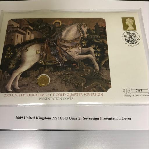 2009 United Kingdom 22ct Gold Quarter Sovereign Presentation Cover